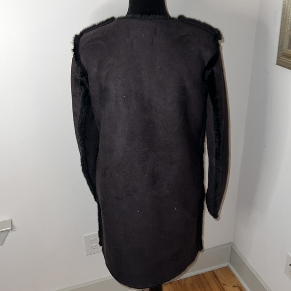 H&M faux suede coat faux fur lined soft winter cozy Sz 8 - Picture 5 of 9